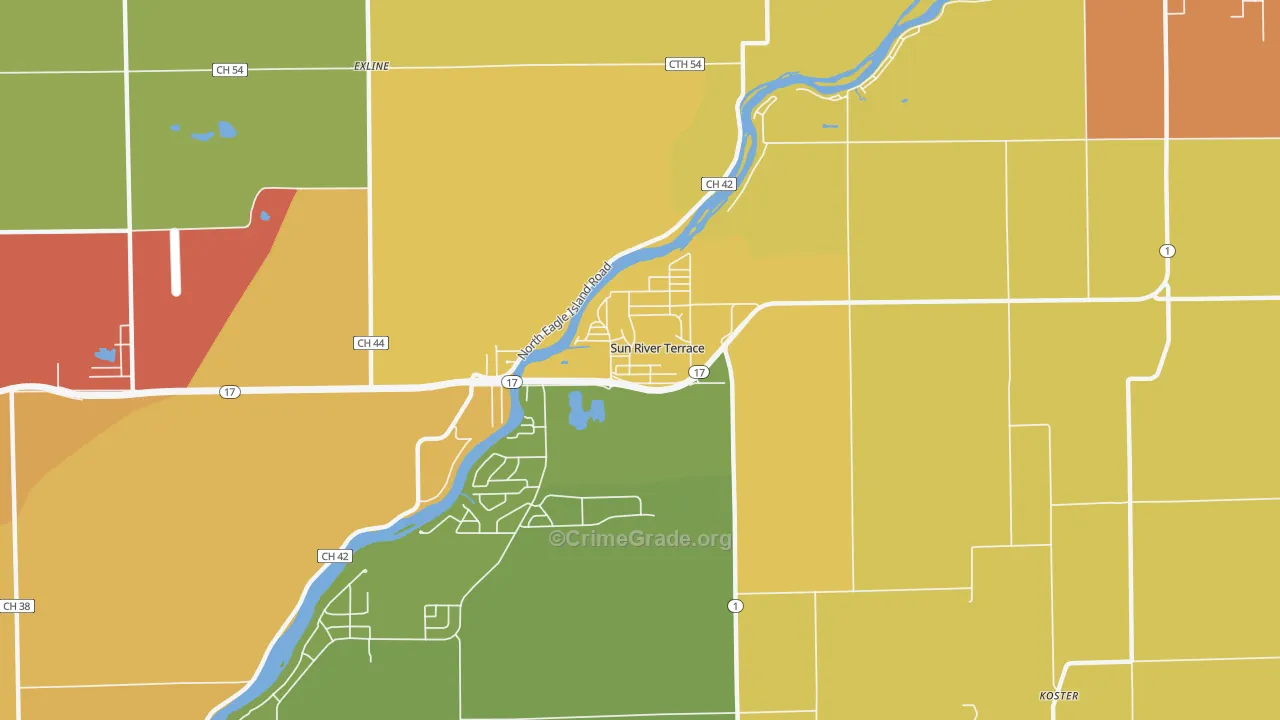 Sun River Terrace, IL Map of Burglary Rates