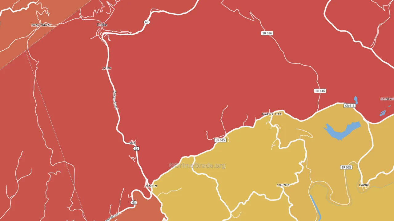 Sun, VA Map of Burglary Rates
