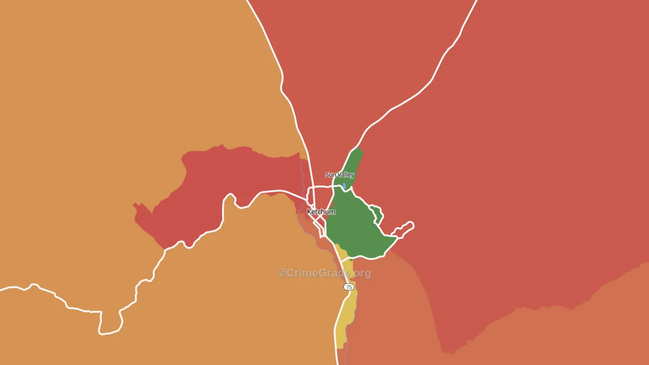 Sun Valley, ID Map of Burglary Rates