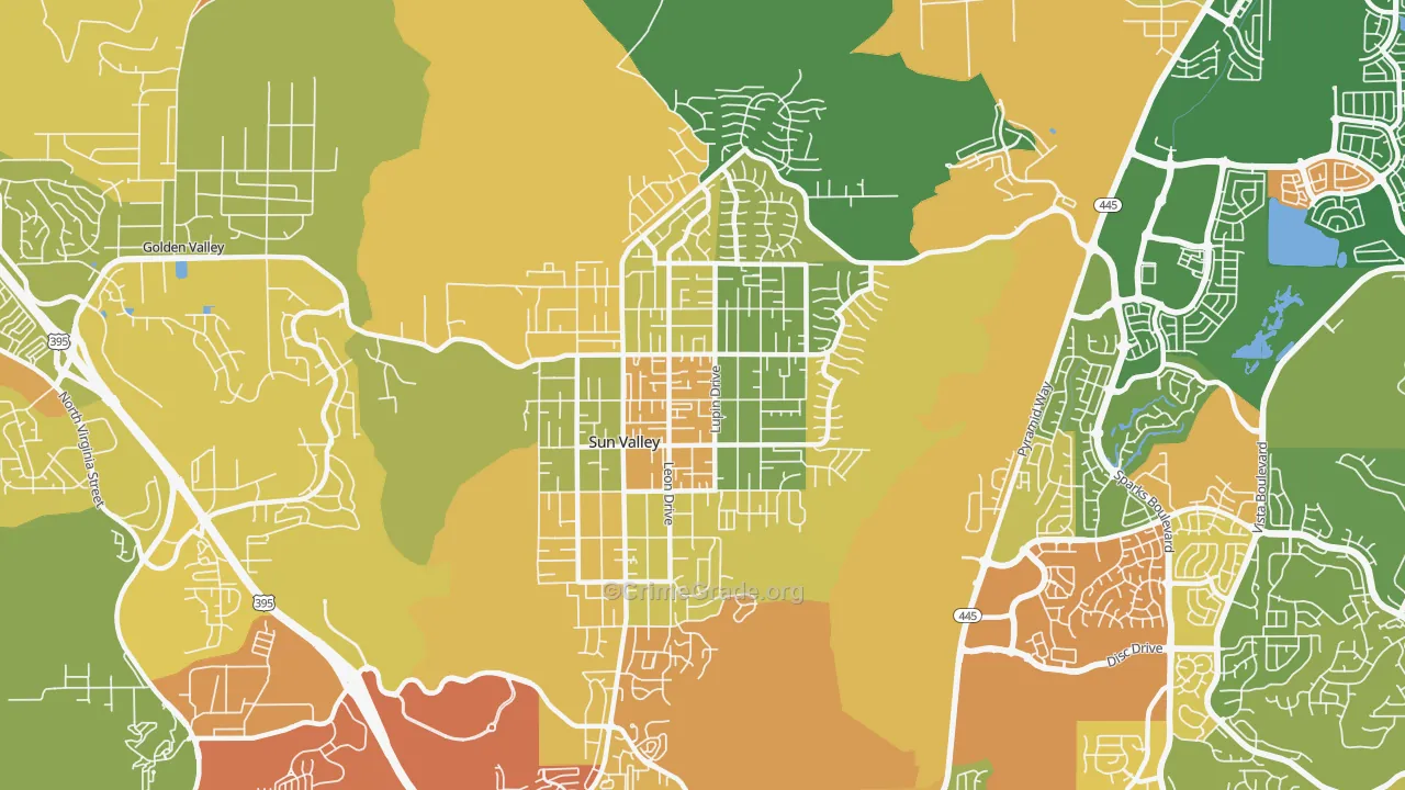 Sun Valley, NV Map of Burglary Rates