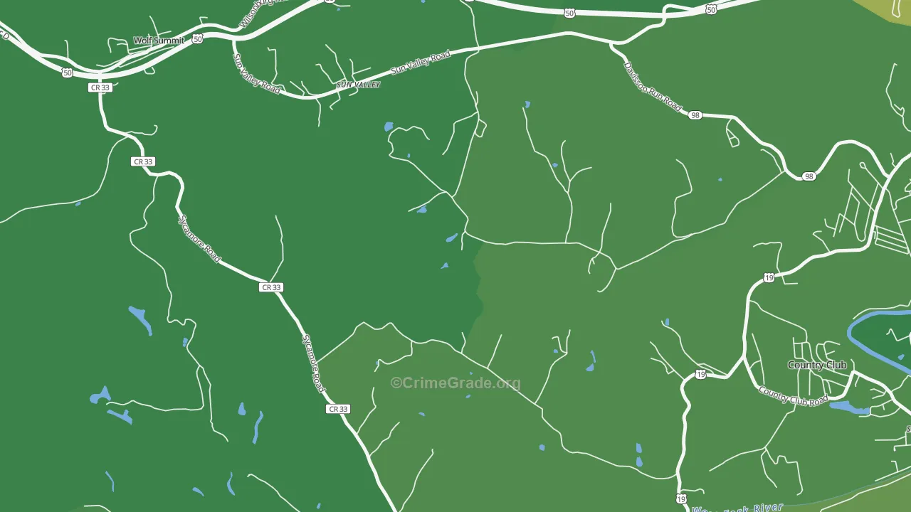 Sun Valley, WV Map of Burglary Rates