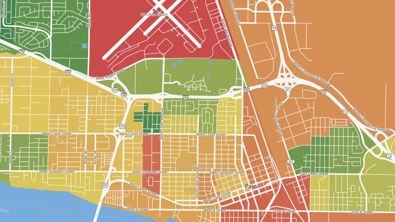 Sun Willows, Pasco, WA Map of Burglary Rates