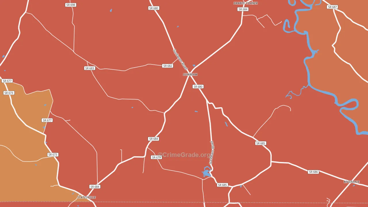 Sunbeam, VA Map of Burglary Rates
