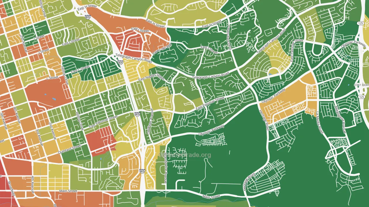 Sunbow, Chula Vista, CA Map of Burglary Rates