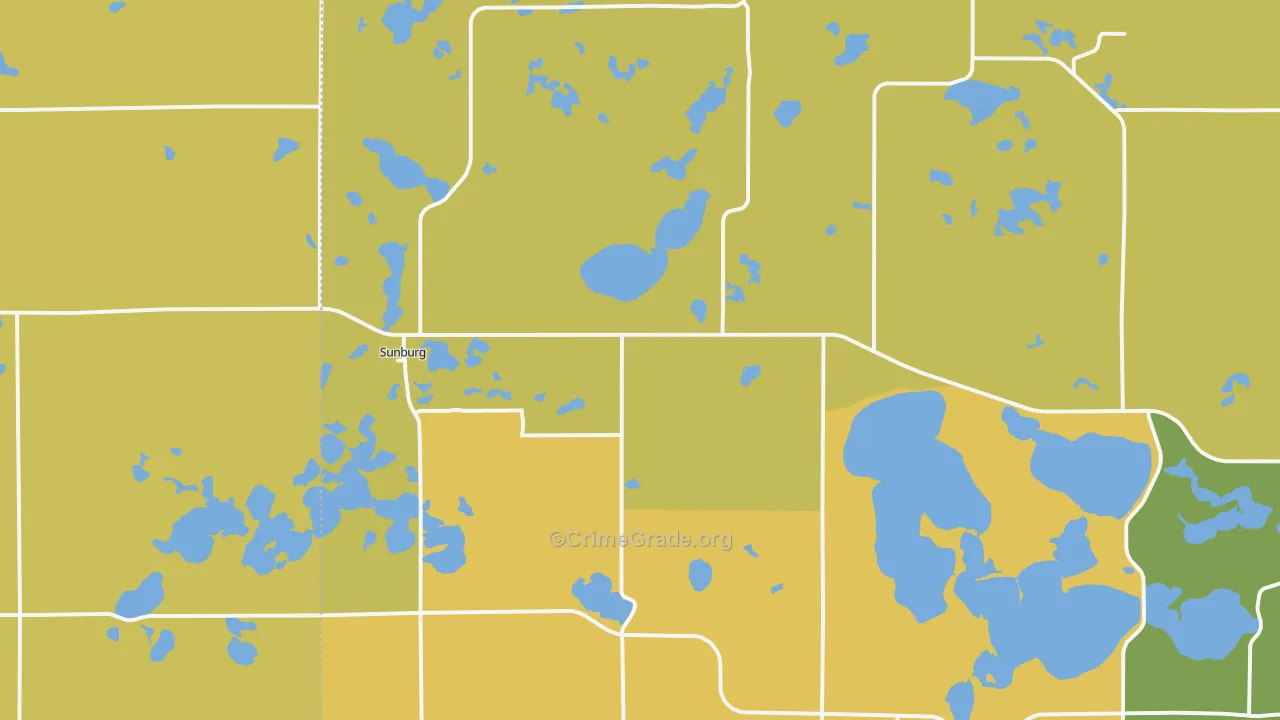 Sunburg, MN Map of Burglary Rates