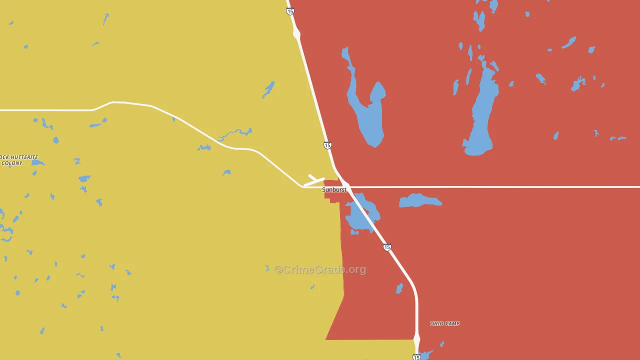 Sunburst, MT Map of Burglary Rates