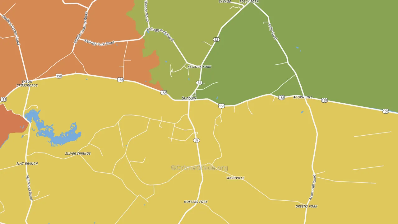 Sunbury, NC Map of Burglary Rates