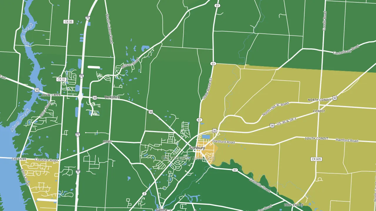 Sunbury, OH Map of Burglary Rates