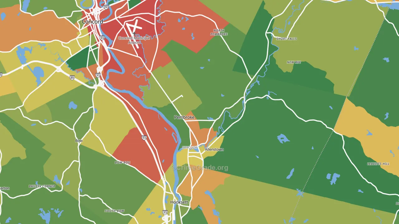 Suncook, NH Map of Burglary Rates
