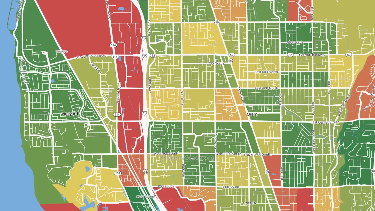 Suncrest, Orem, UT Map of Burglary Rates