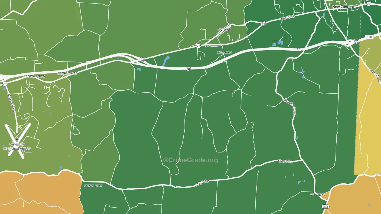 Sundale, OH Map of Burglary Rates
