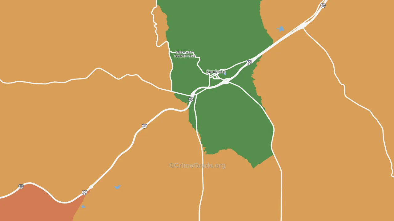 Sundance, WY Map of Burglary Rates