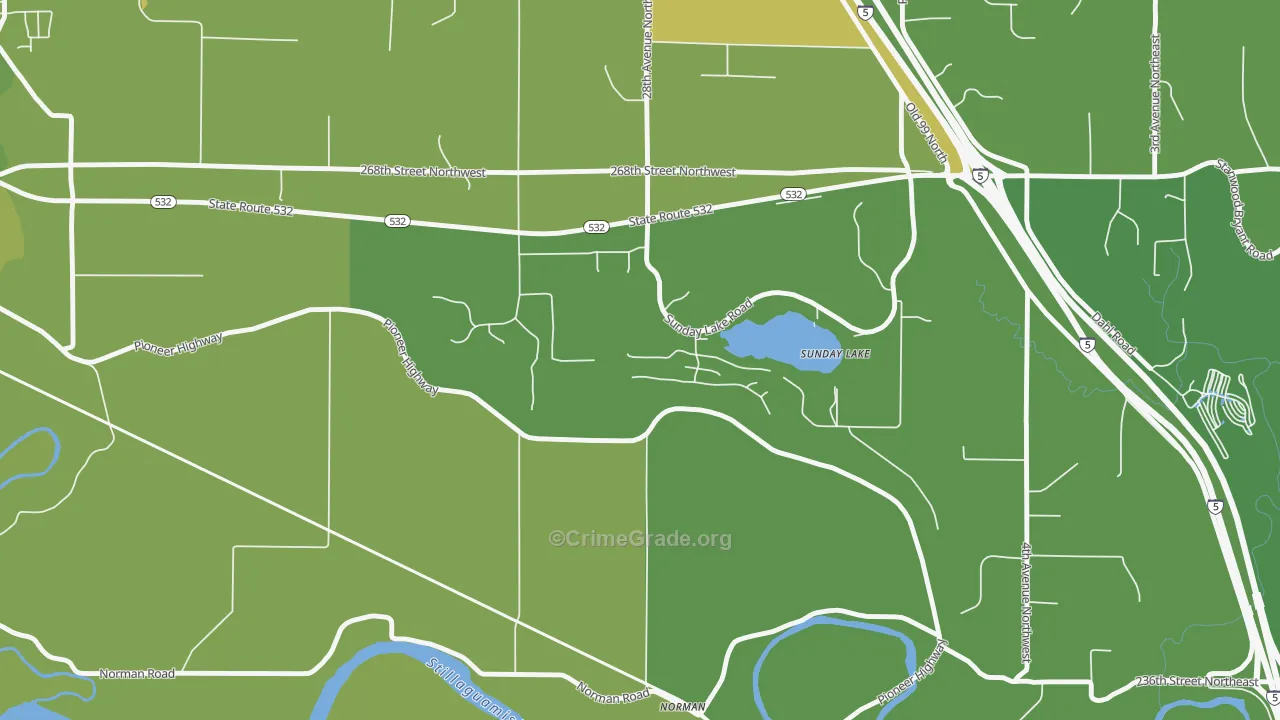 Sunday Lake, WA Map of Burglary Rates