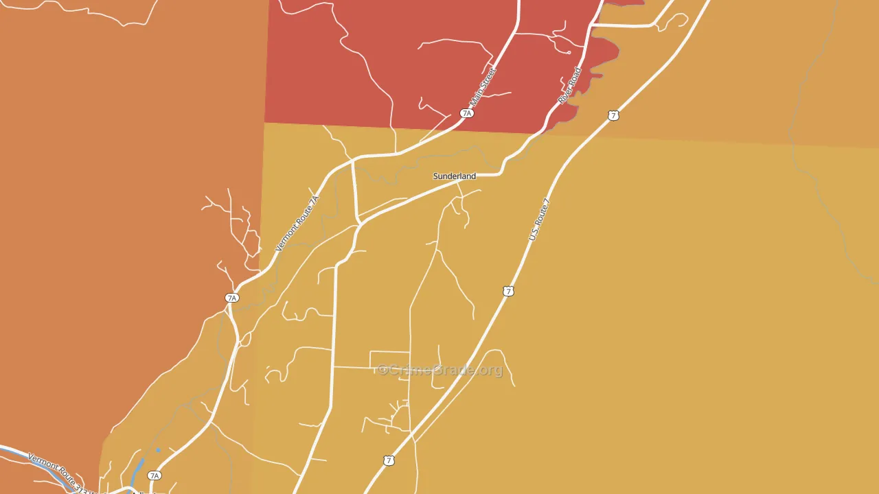 Sunderland, VT Map of Burglary Rates