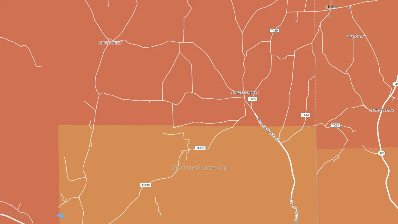 Sunderlinville, PA Map of Burglary Rates