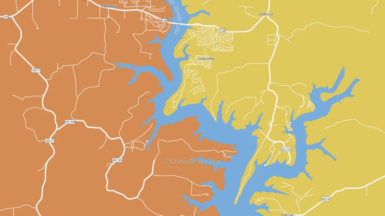 Sundown, MO Map of Burglary Rates