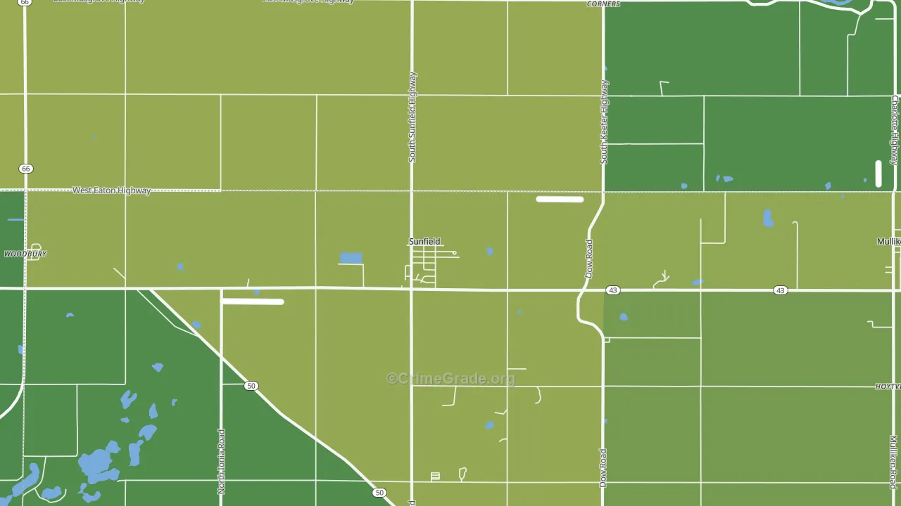 Sunfield, MI Map of Burglary Rates