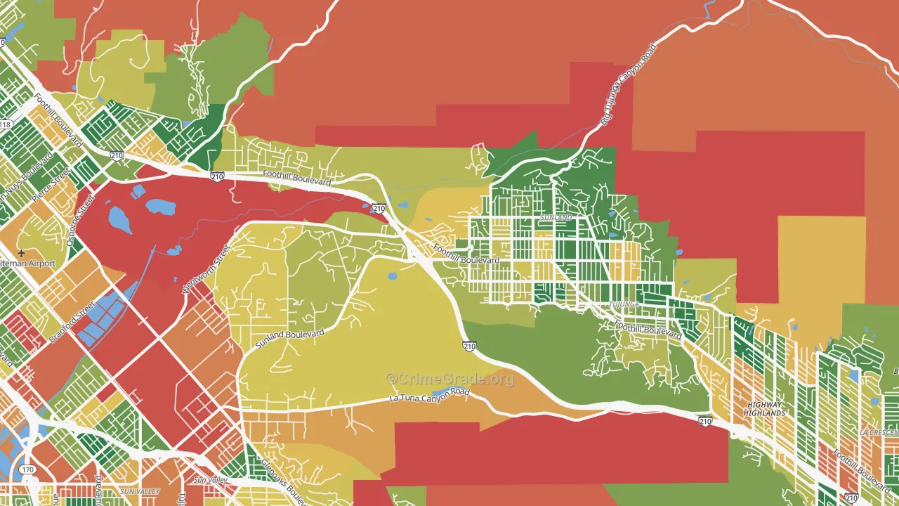 Sunland, CA Map of Burglary Rates