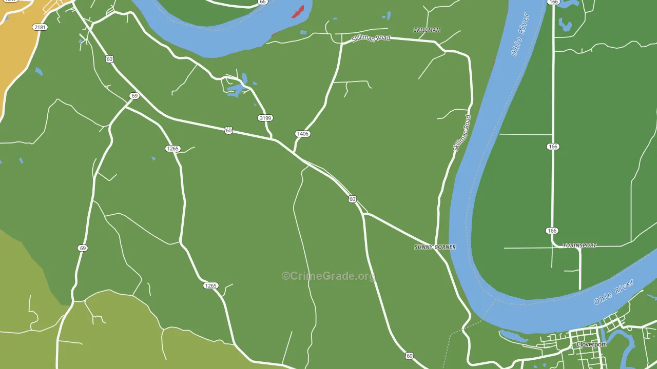 Sunny Corner, KY Map of Burglary Rates
