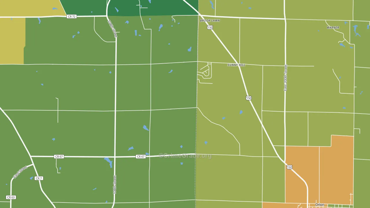 Sunny Hill Estates, IL Map of Burglary Rates