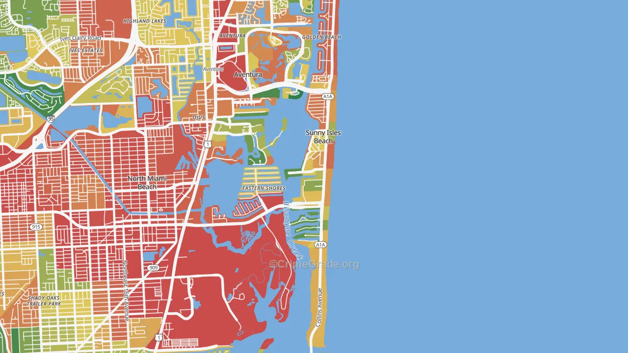 Sunny Isles Beach, FL Map of Burglary Rates