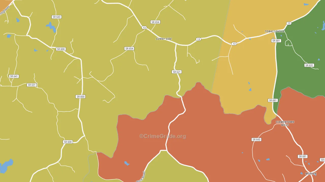 Sunny Side, VA Map of Burglary Rates