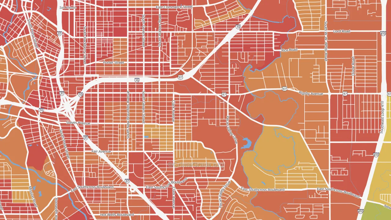 Sunny Slope, San Antonio, TX Map of Burglary Rates