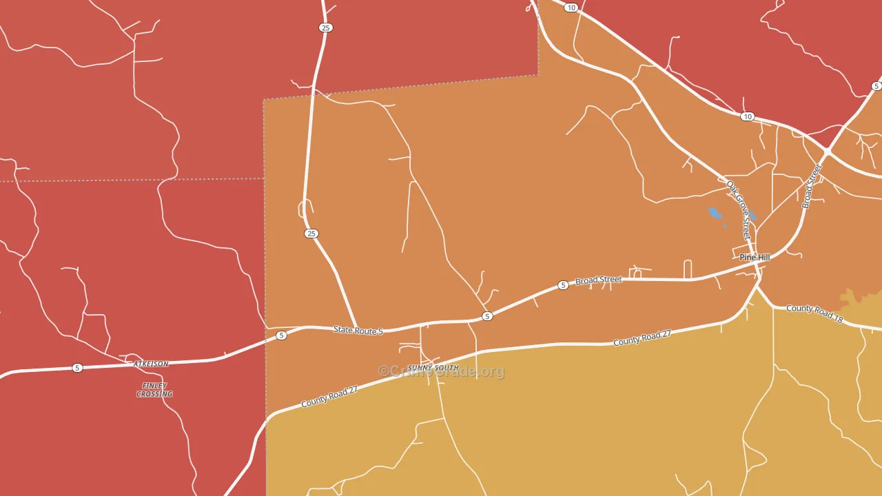 Sunny South, AL Map of Burglary Rates