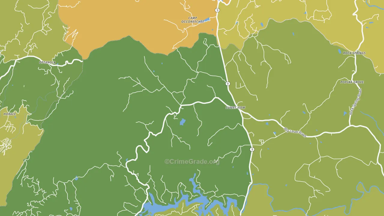 Sunny View, NC Map of Burglary Rates