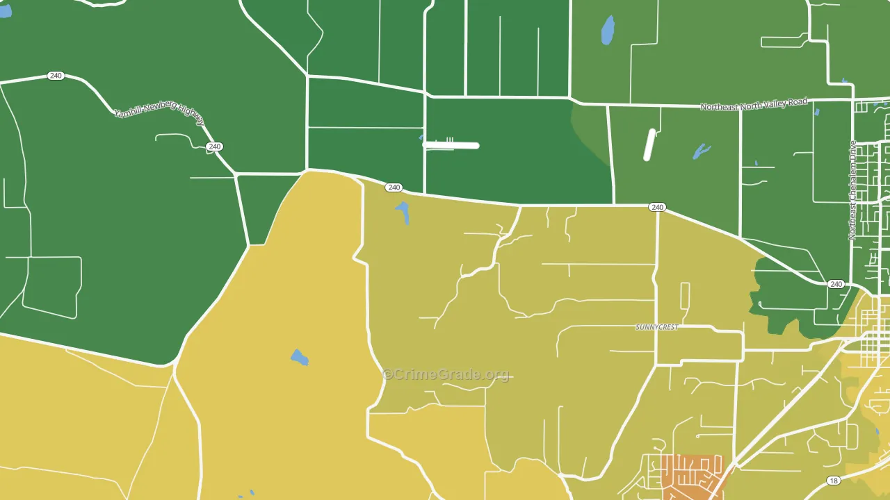 Sunnycrest, OR Map of Burglary Rates