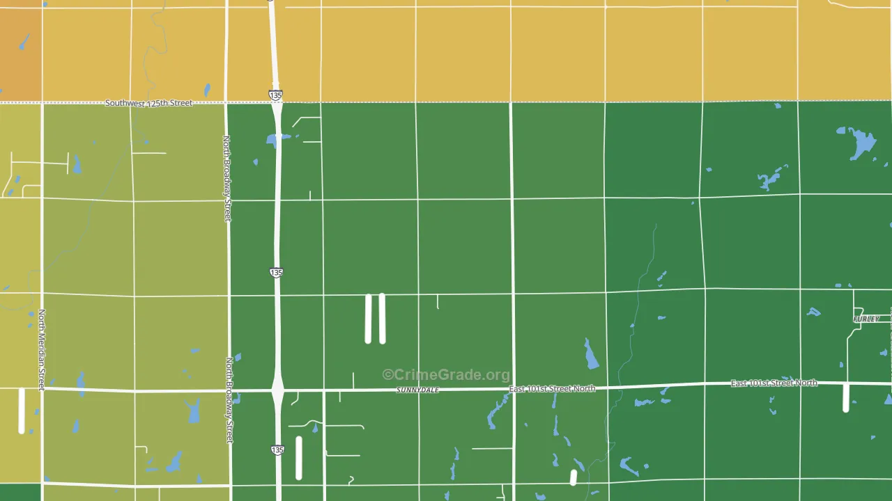 Sunnydale, KS Map of Burglary Rates