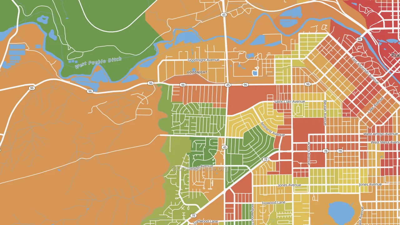 Sunnyheights, Pueblo, CO Map of Burglary Rates