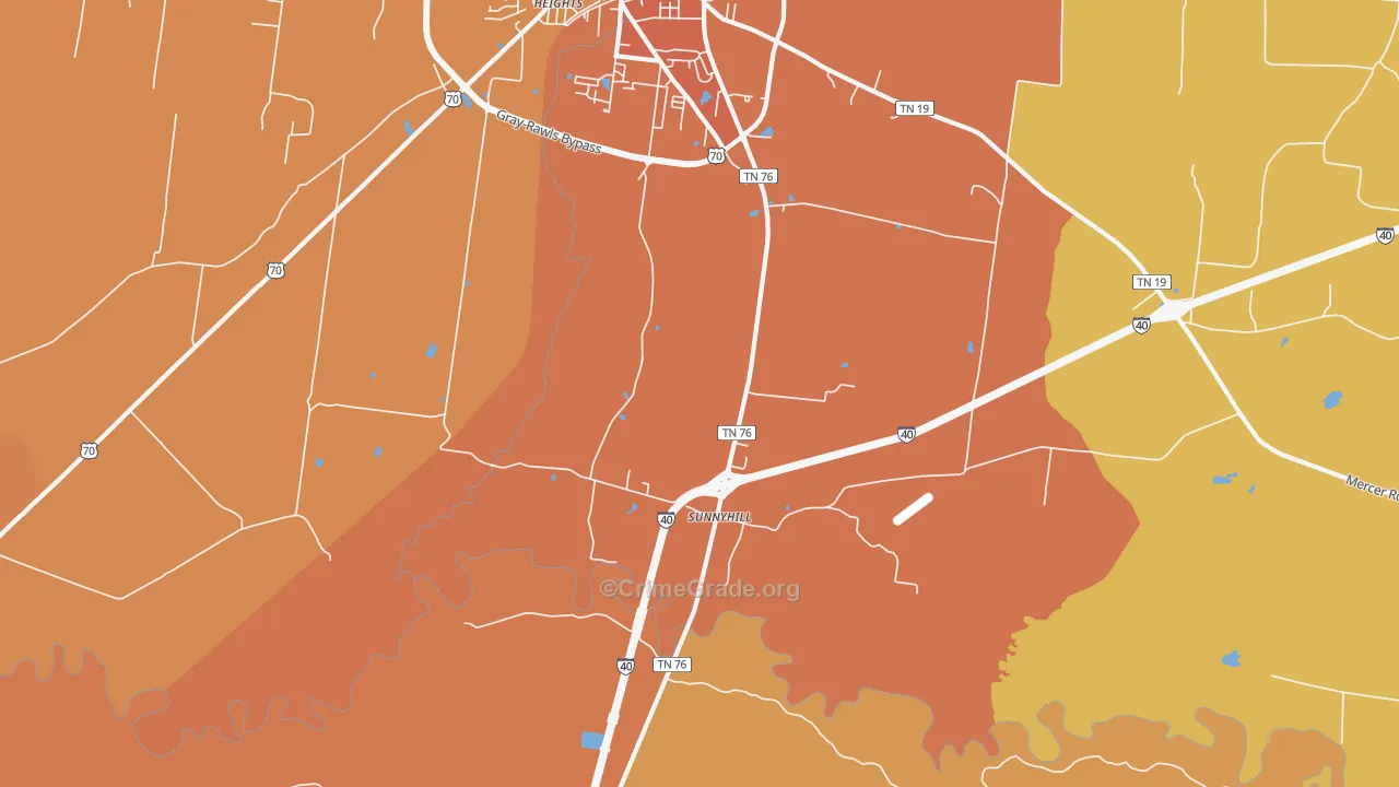 Sunnyhill, TN Map of Burglary Rates