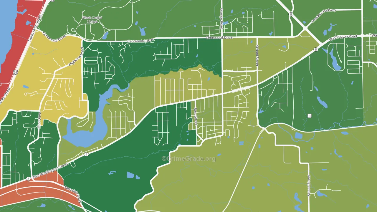 Sunnyland, Washington, IL Map of Burglary Rates