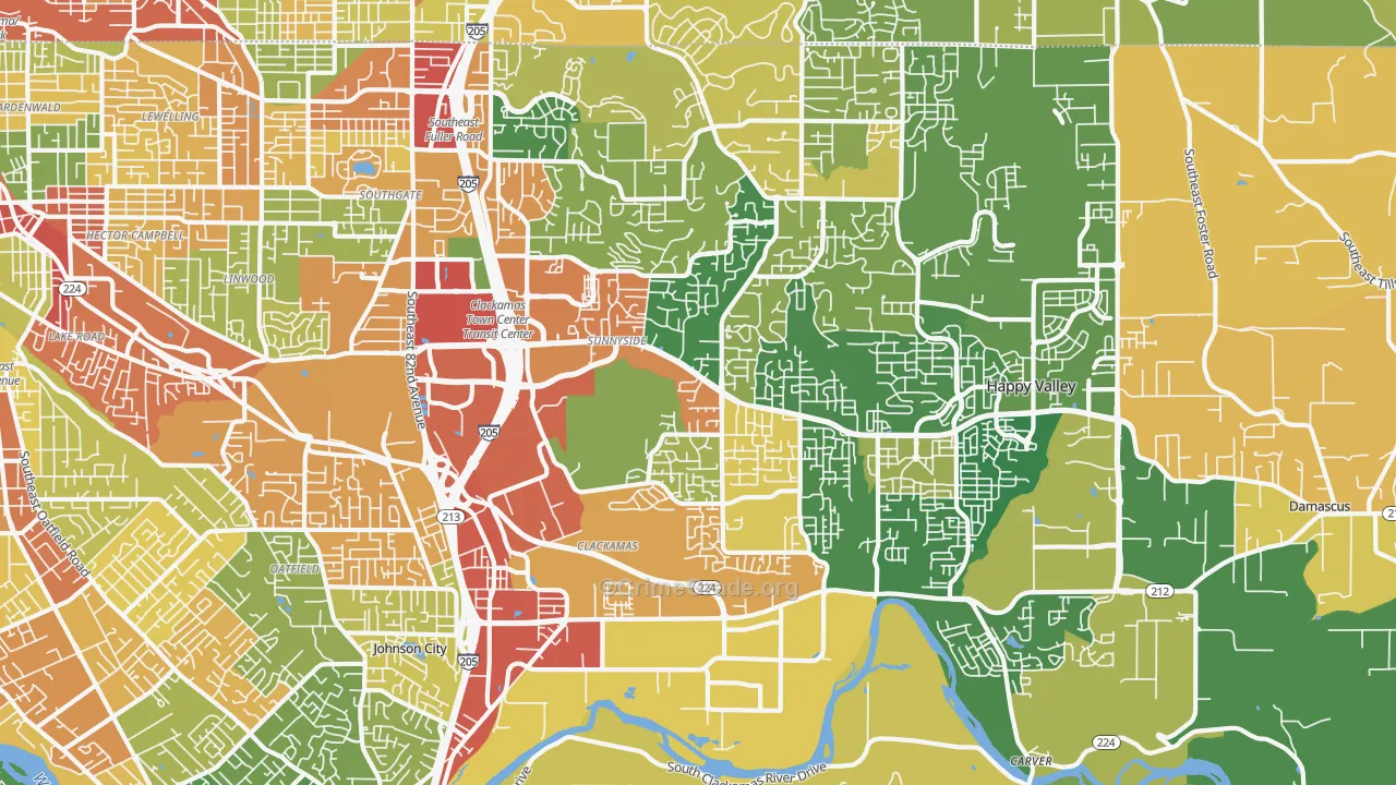 Sunnyside, Clackamas, OR Map of Burglary Rates