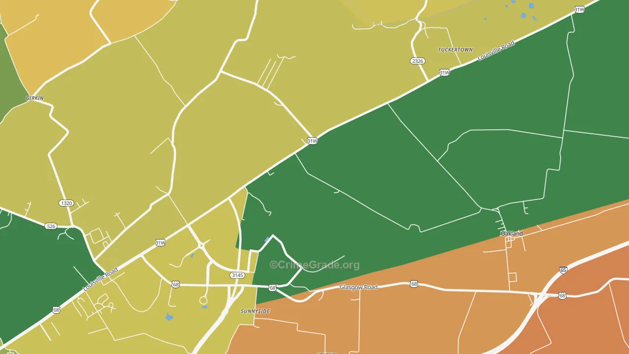 Sunnyside, KY Map of Burglary Rates