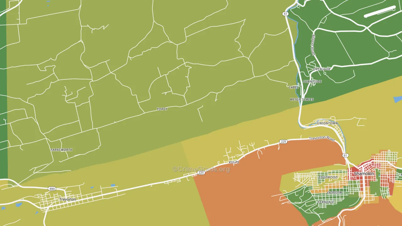 Sunnyside, PA Map of Burglary Rates