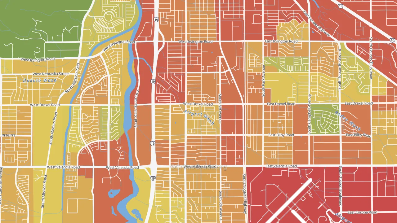 Sunnyside, Tucson, AZ Map of Burglary Rates