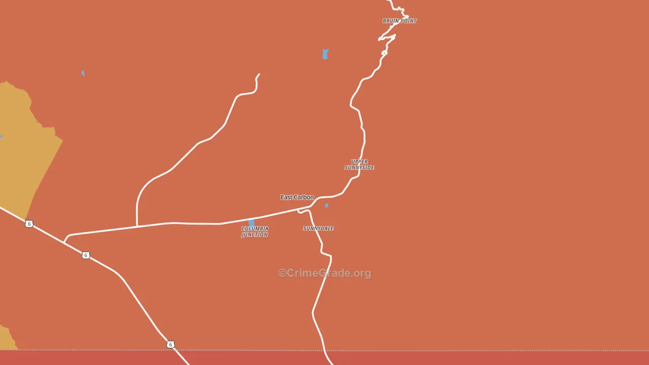 Sunnyside, UT Map of Burglary Rates