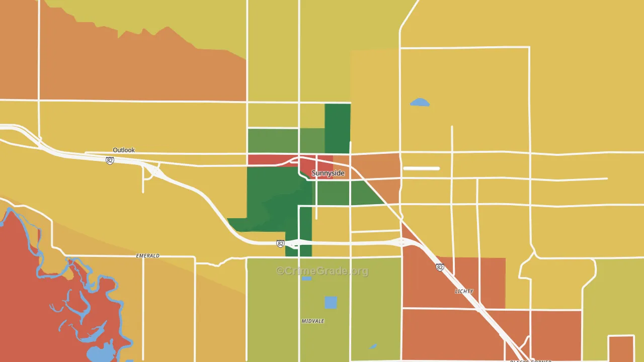 Sunnyside, WA Map of Burglary Rates