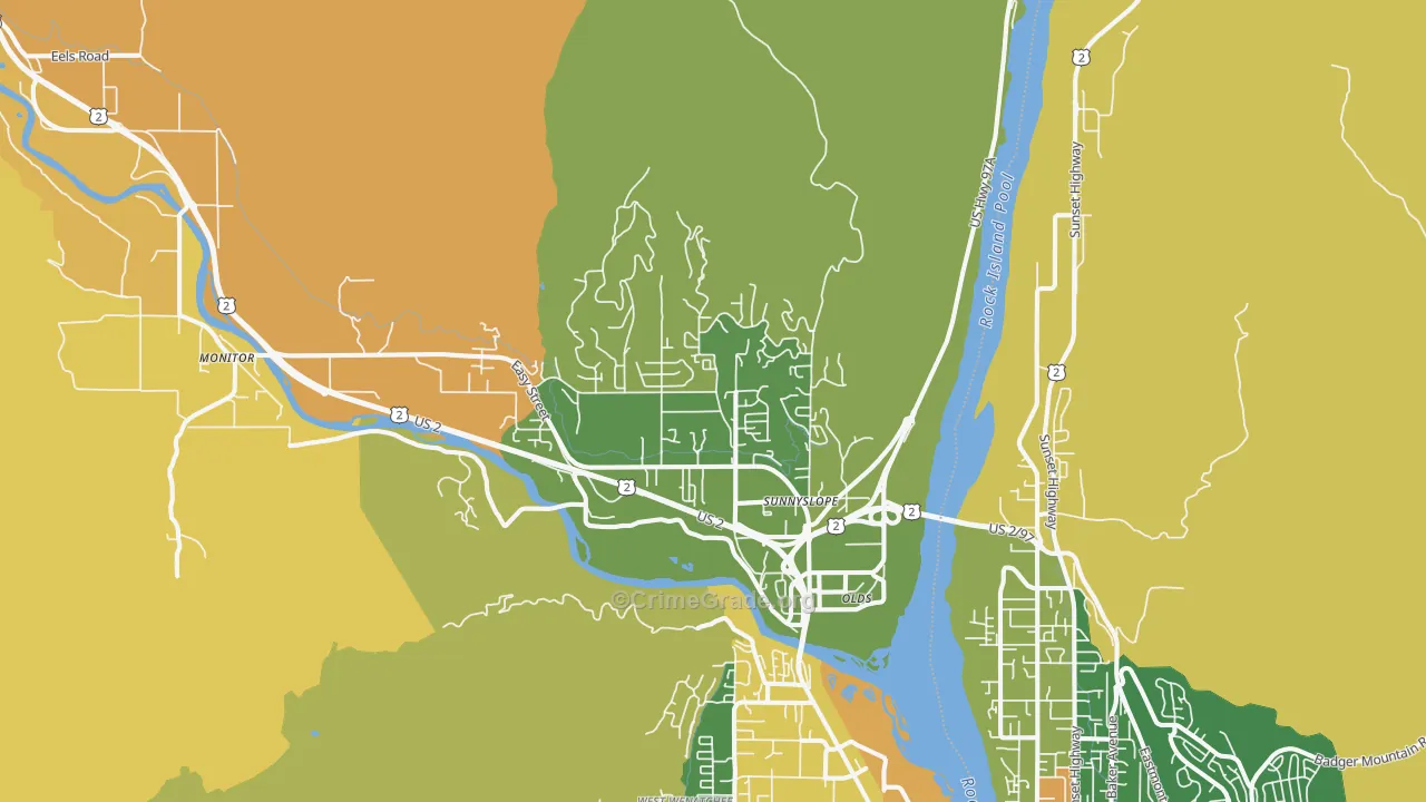 Sunnyslope, WA Map of Burglary Rates