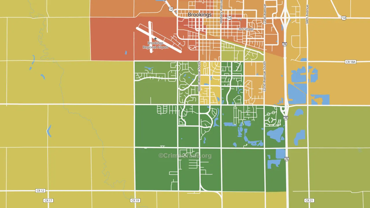 Sunnyview, SD Map of Burglary Rates