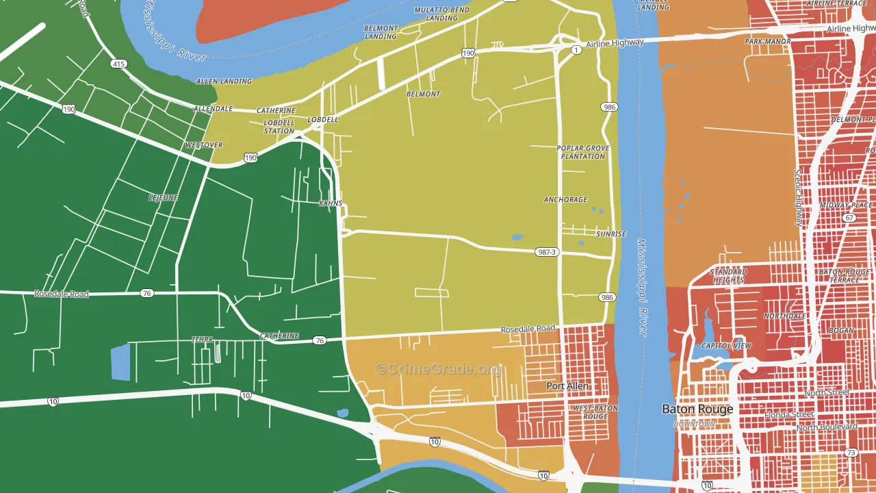 Sunrise, LA Map of Burglary Rates