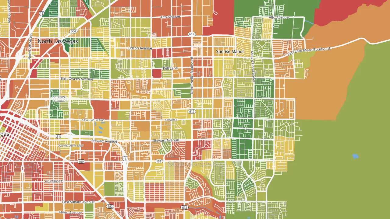 Sunrise Manor, NV Map of Burglary Rates