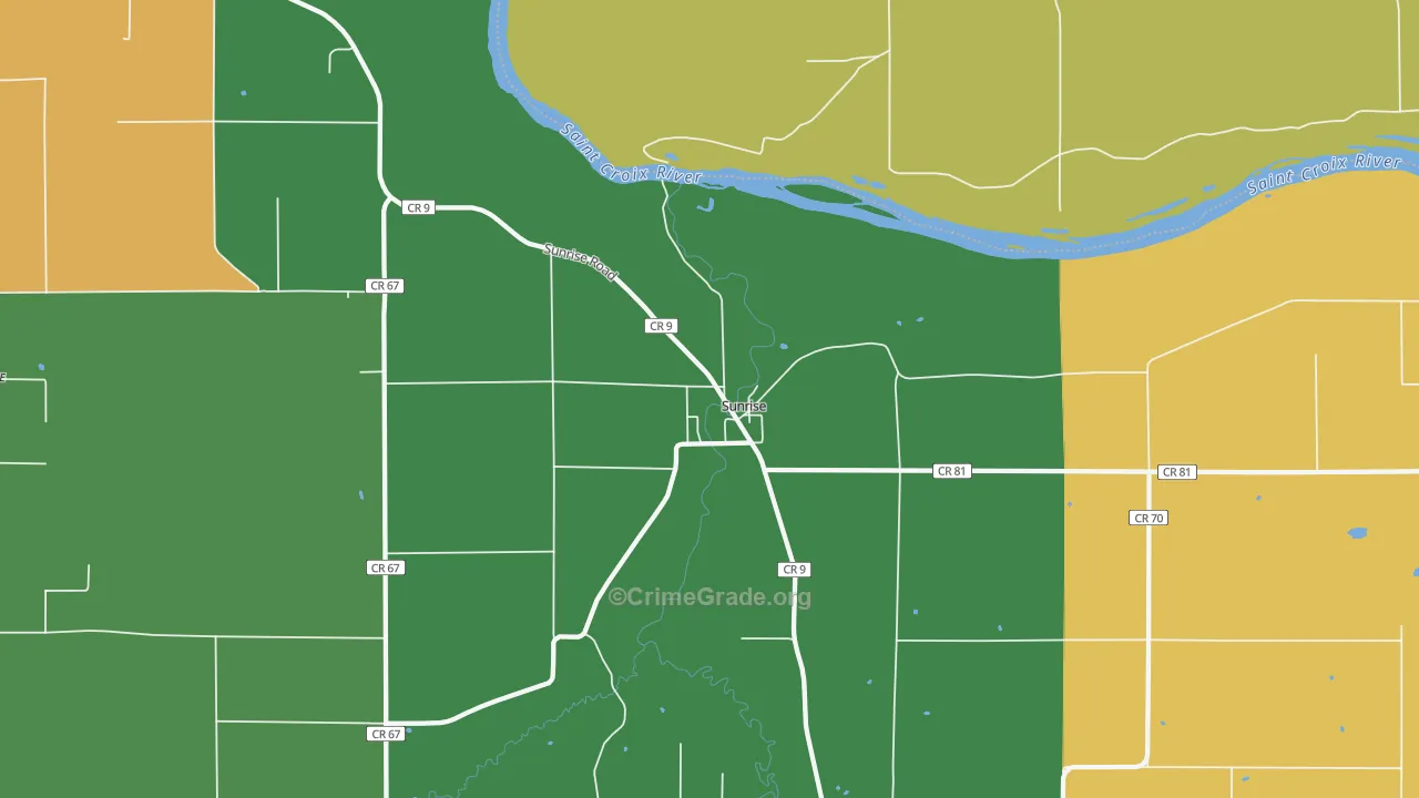 Sunrise, MN Map of Burglary Rates