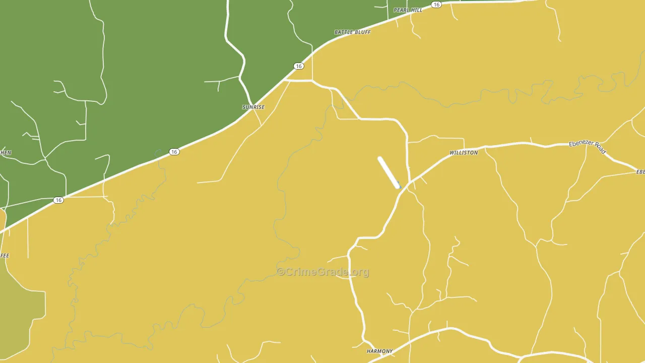 Sunrise, MS Map of Burglary Rates