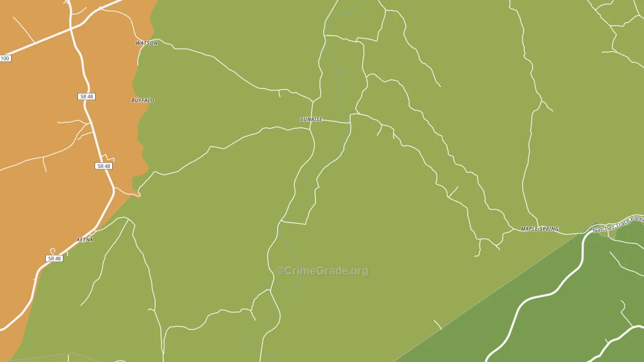 Sunrise, TN Map of Burglary Rates