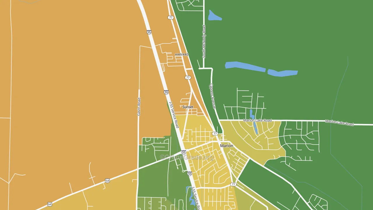 Sunset, AR Map of Burglary Rates