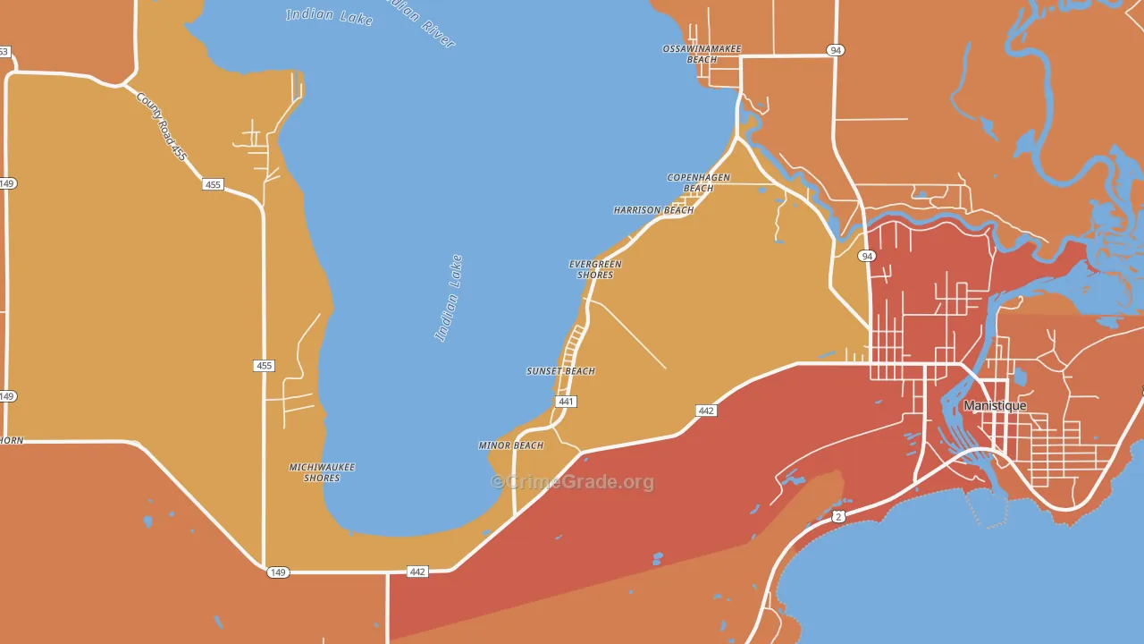 Sunset Beach, MI Map of Burglary Rates