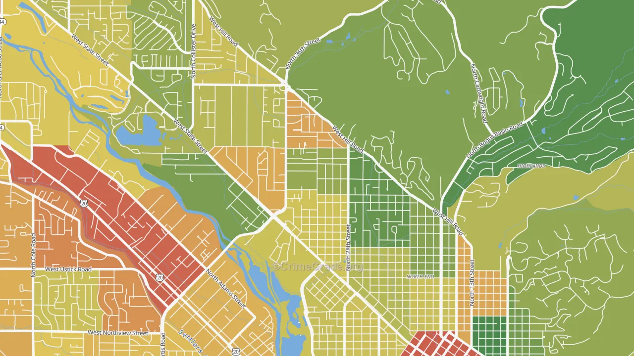 Sunset, Boise, ID Map of Burglary Rates